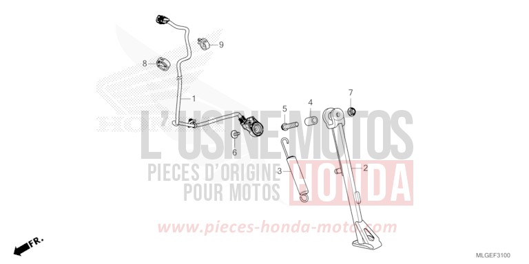 SEITENSTAENDER von Africa Twin DCT MAT BALLISTIC BLACK METALLIC (NHA86) von 2023